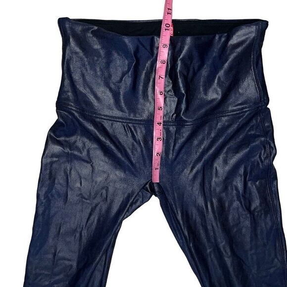 Spanx Faux Leather Leggings Navy Blue Elastic Waist Pull-On Compression Sz XL - Picture 4 of 7